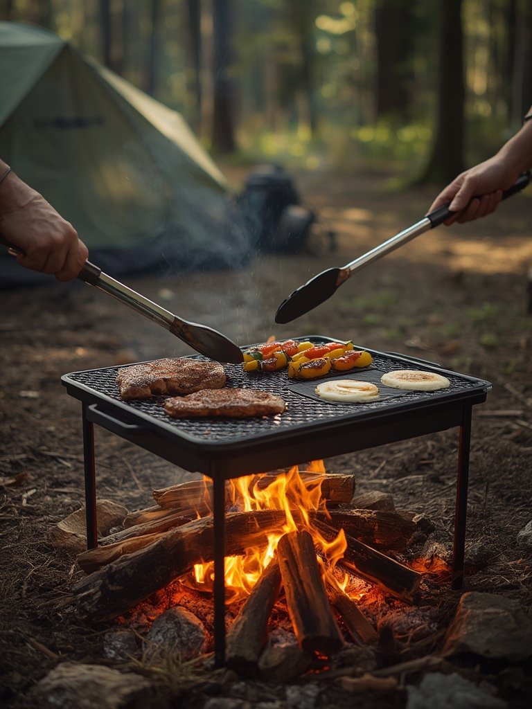 campfire grill in action