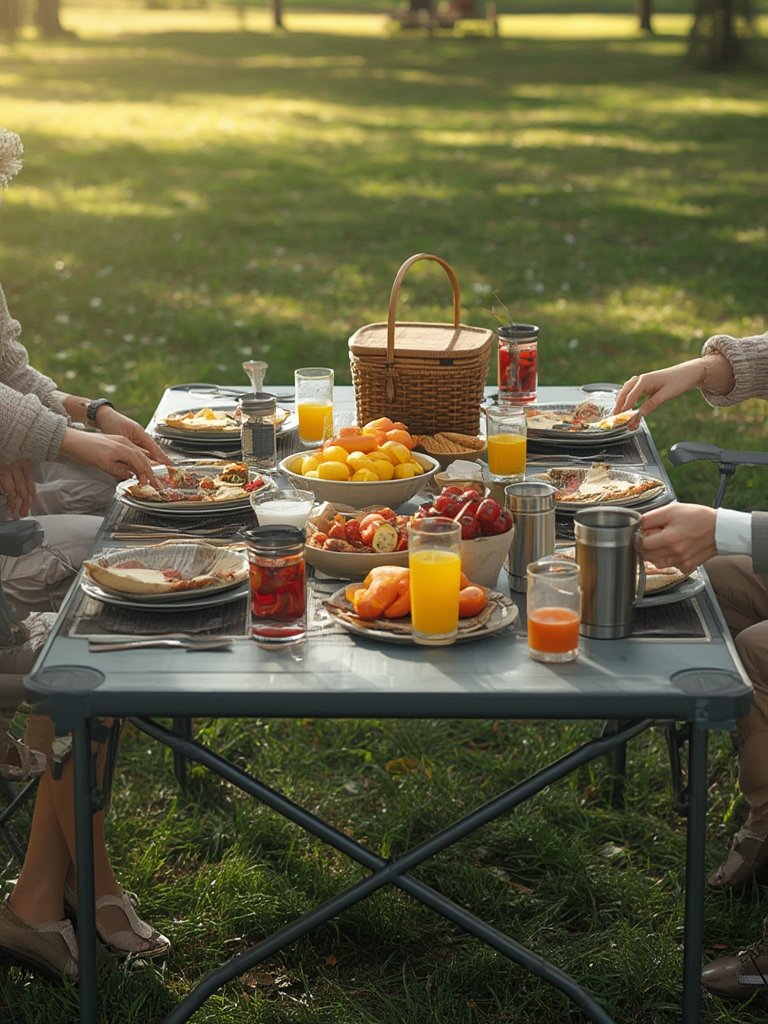 camping table in action