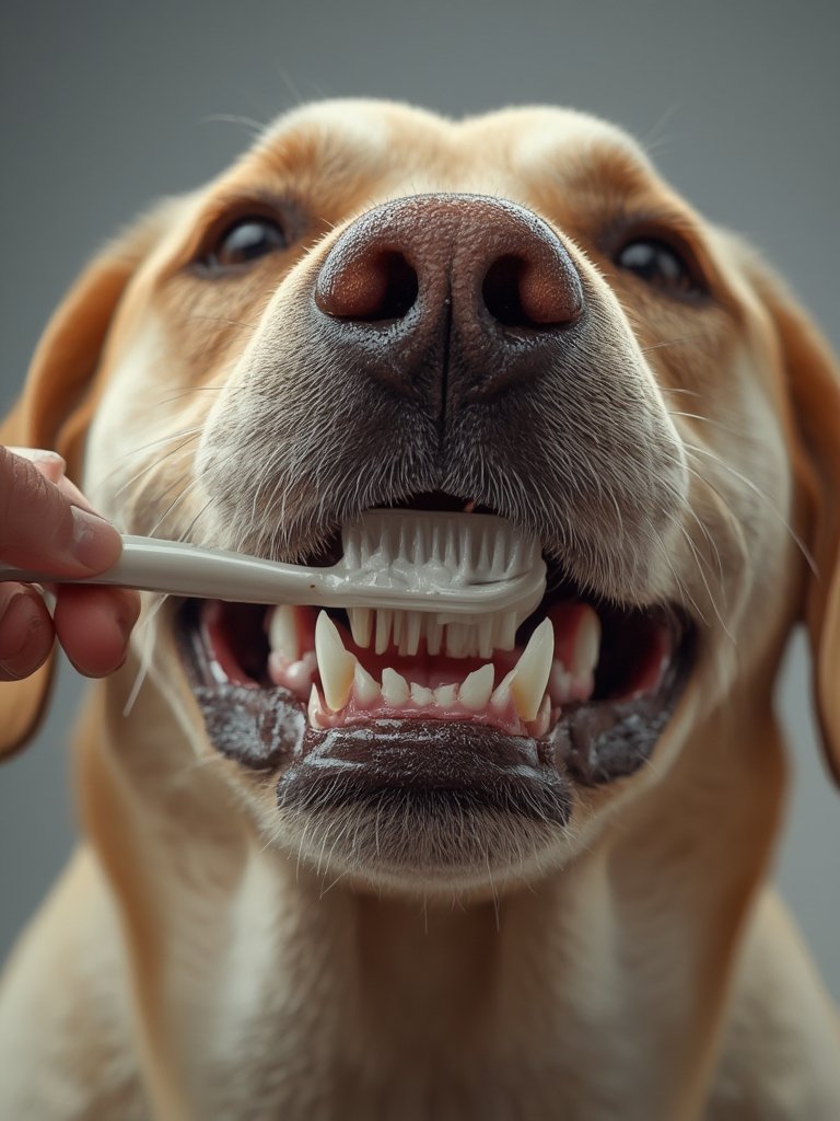 dog toothpaste in action