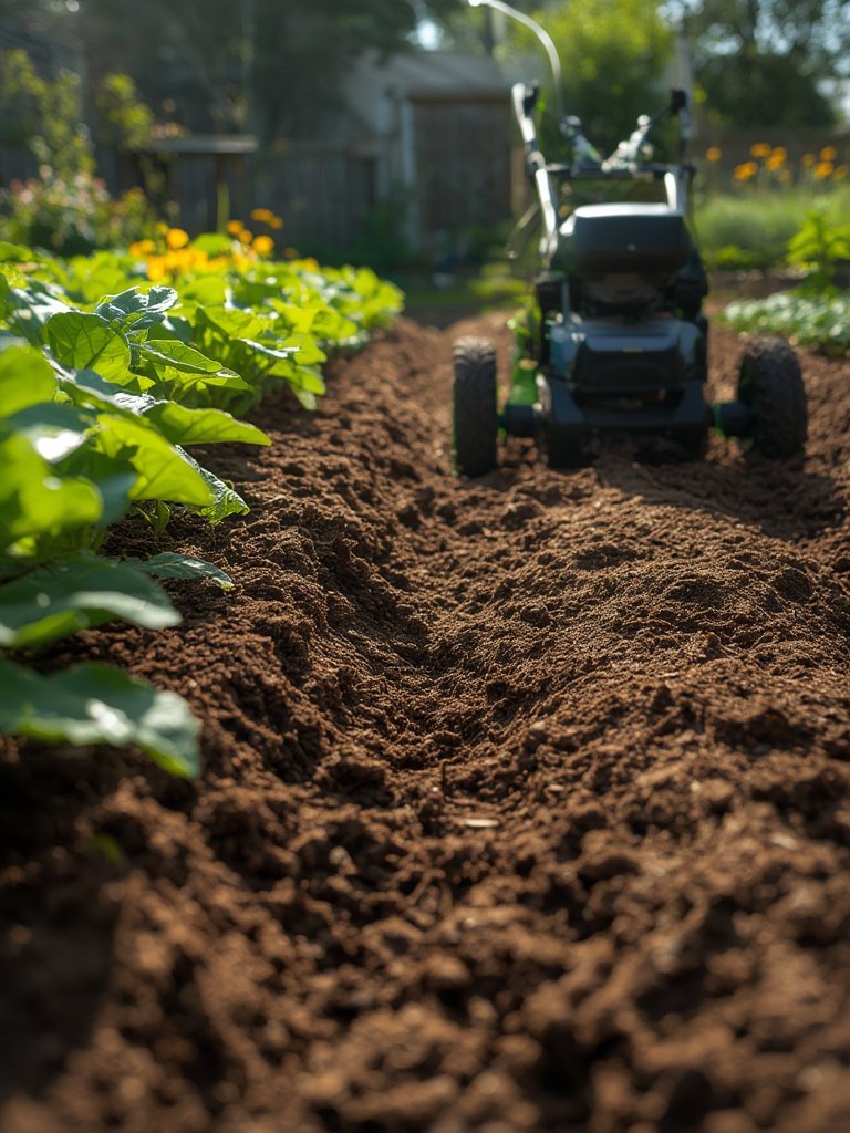 electric tiller in action