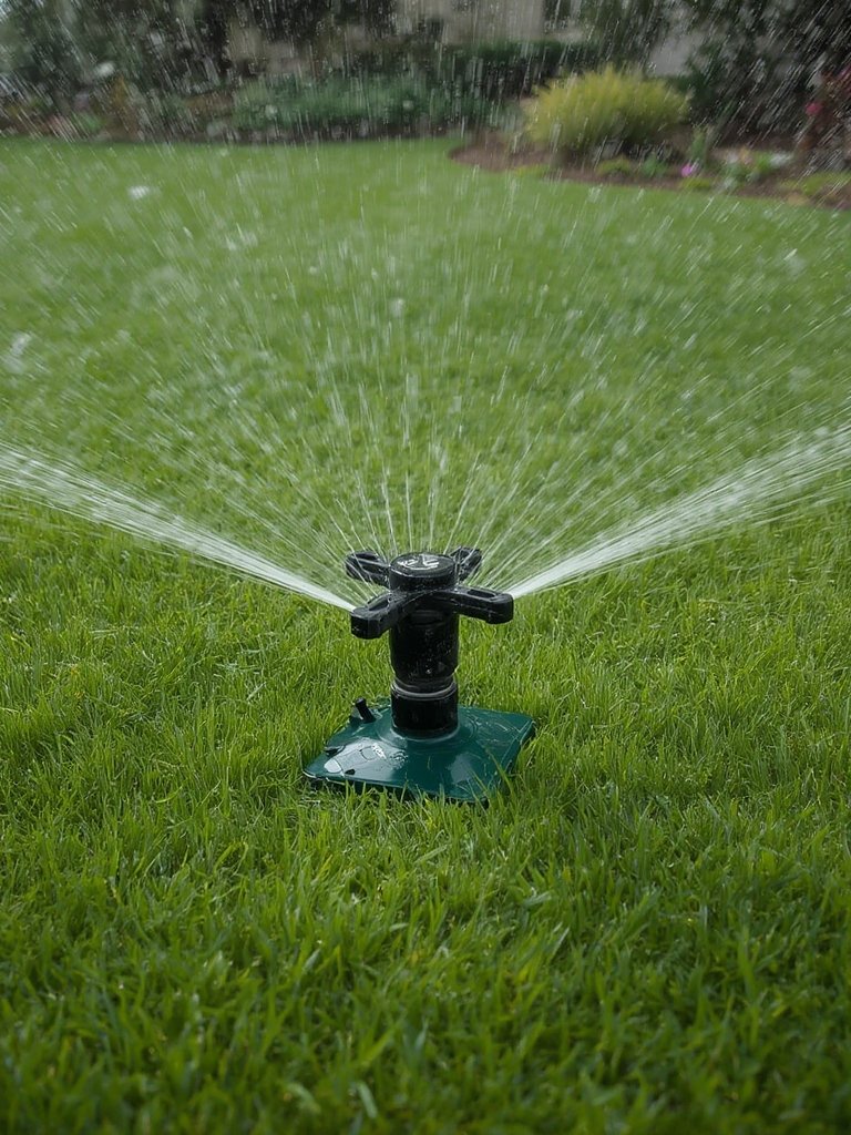 oscillating sprinkler in action
