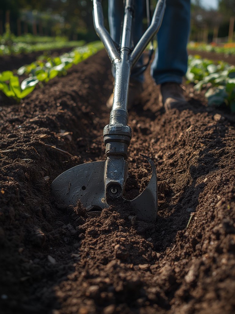 cordless tiller in action