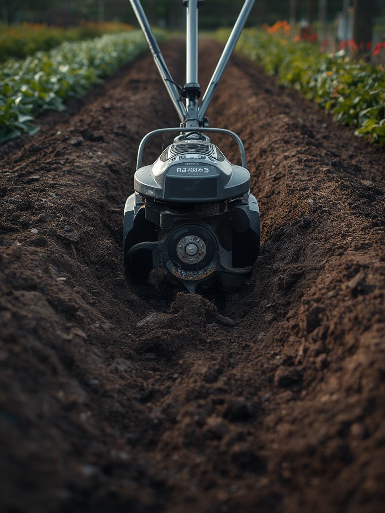 electric tiller in action