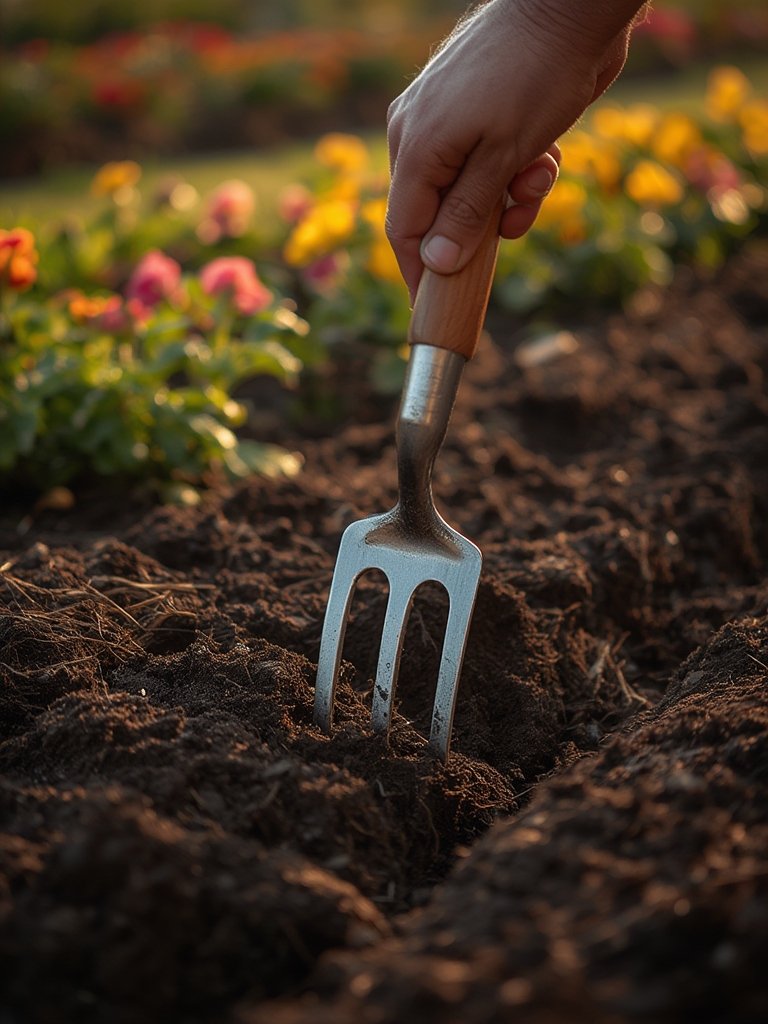 hand cultivator in action