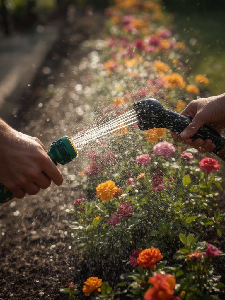 watering wand in action