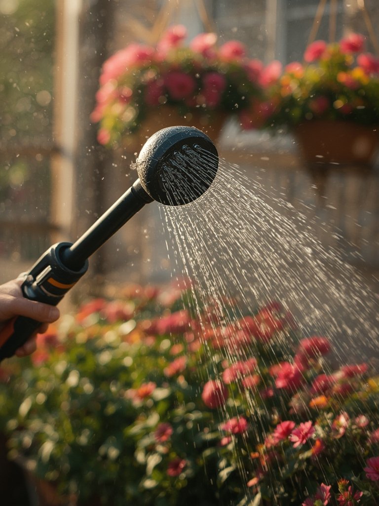 watering wand in action