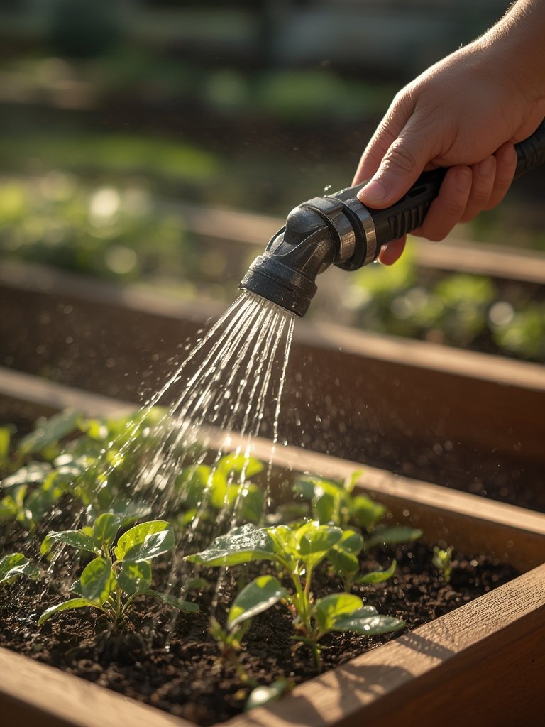 watering wand in action