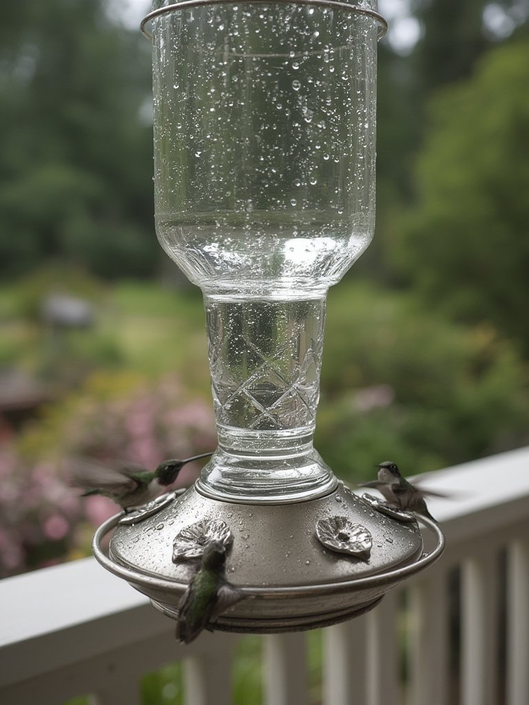 hummingbird feeder in action