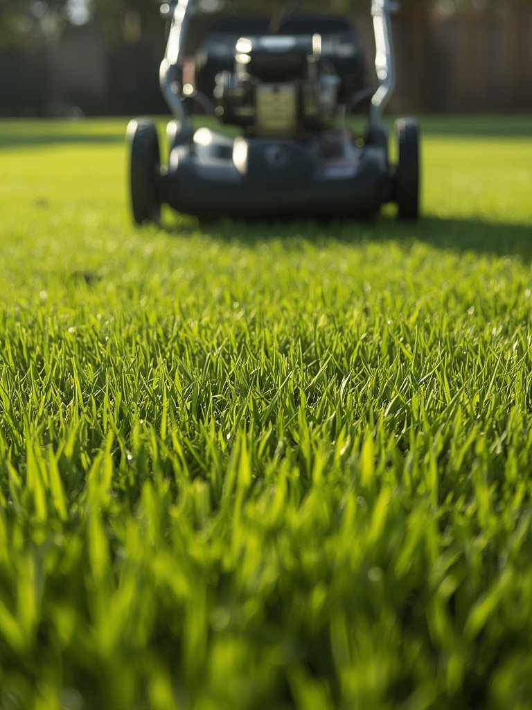reel mower in action