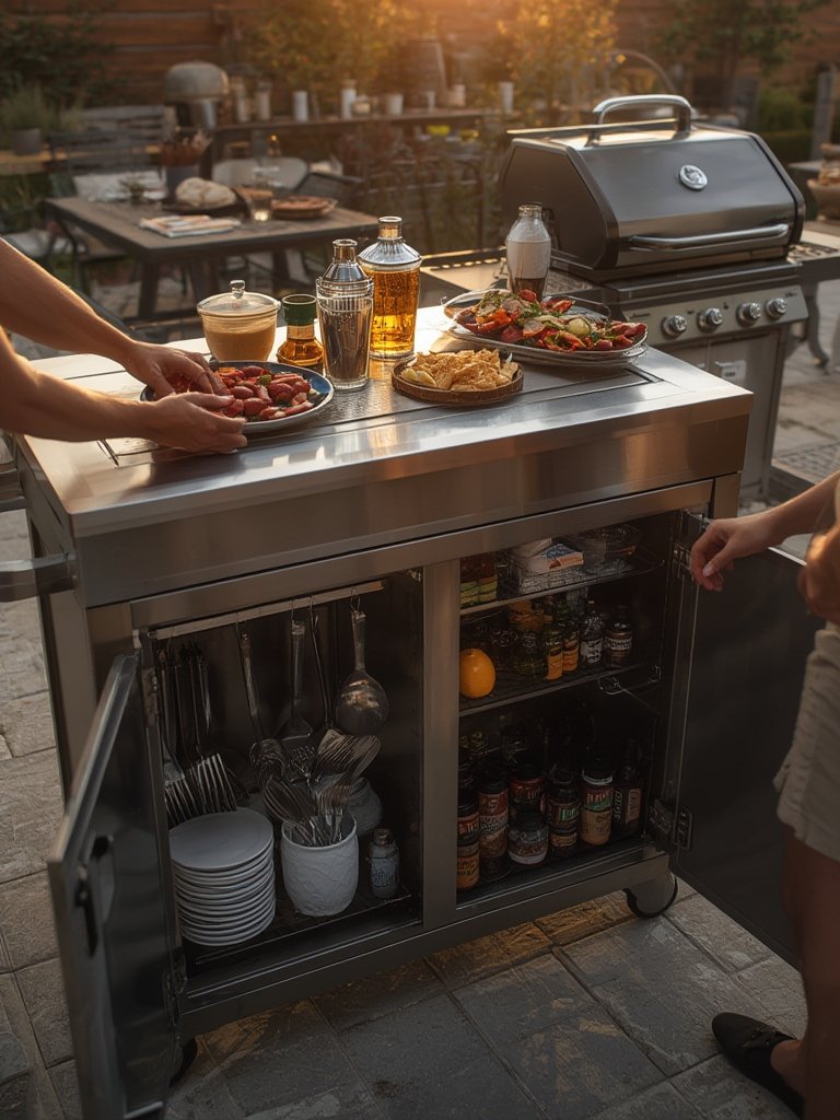 Keter Unity XL Outdoor Cart for Grilling and Patio Storage: A Smart Buy? 2 outdoor cart in action