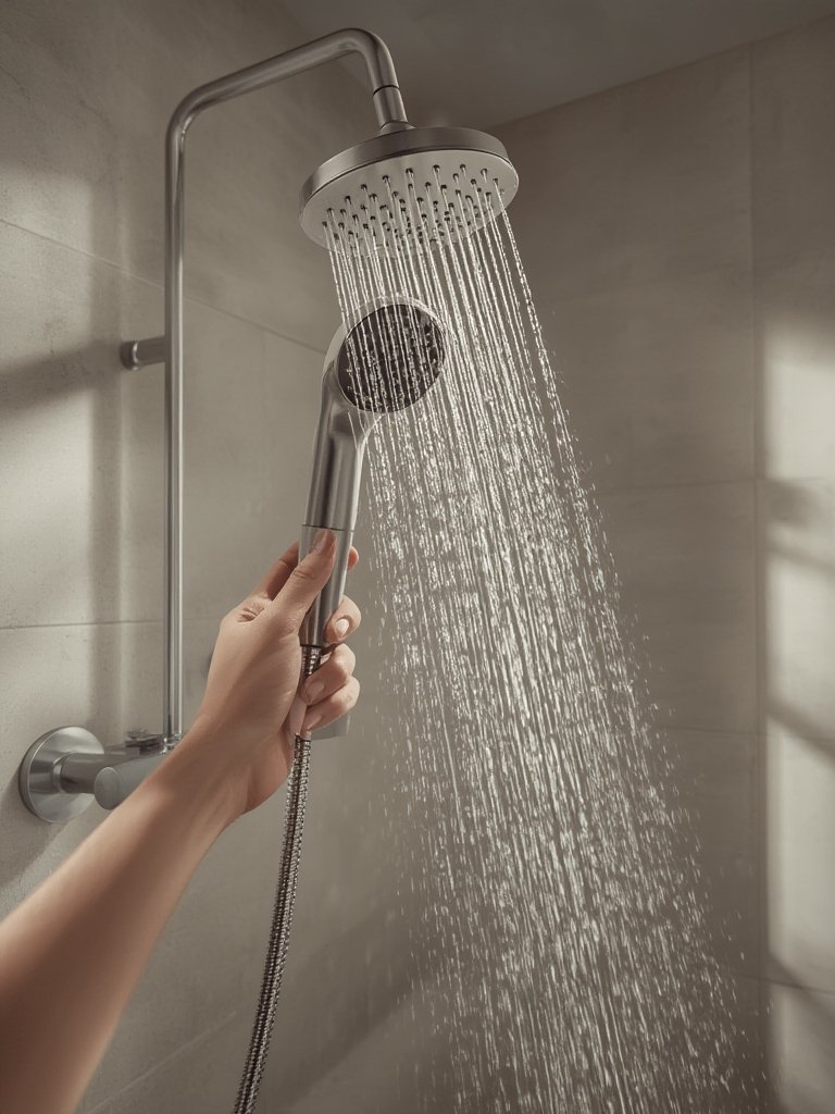 magnetic showerhead in action