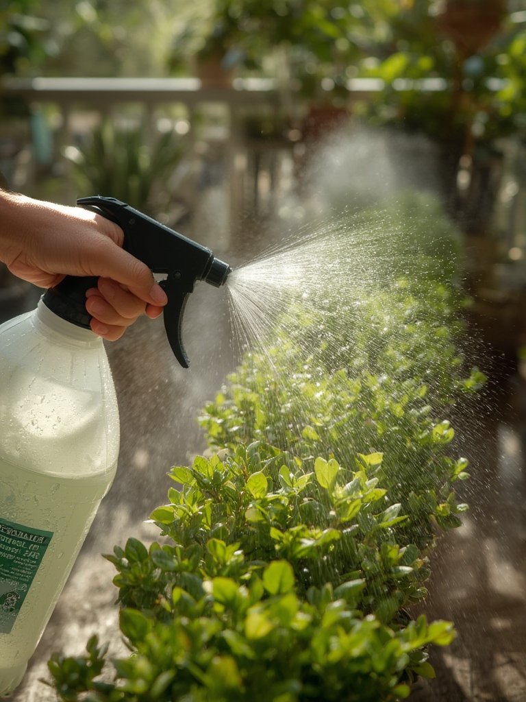 garden sprayer in action