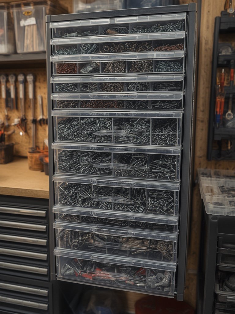IRIS USA 44-Drawer Screw Organizer Review: Stop Digging Through Mixed Hardware and Keep Every Fastener Visible 2 screw organizer in action