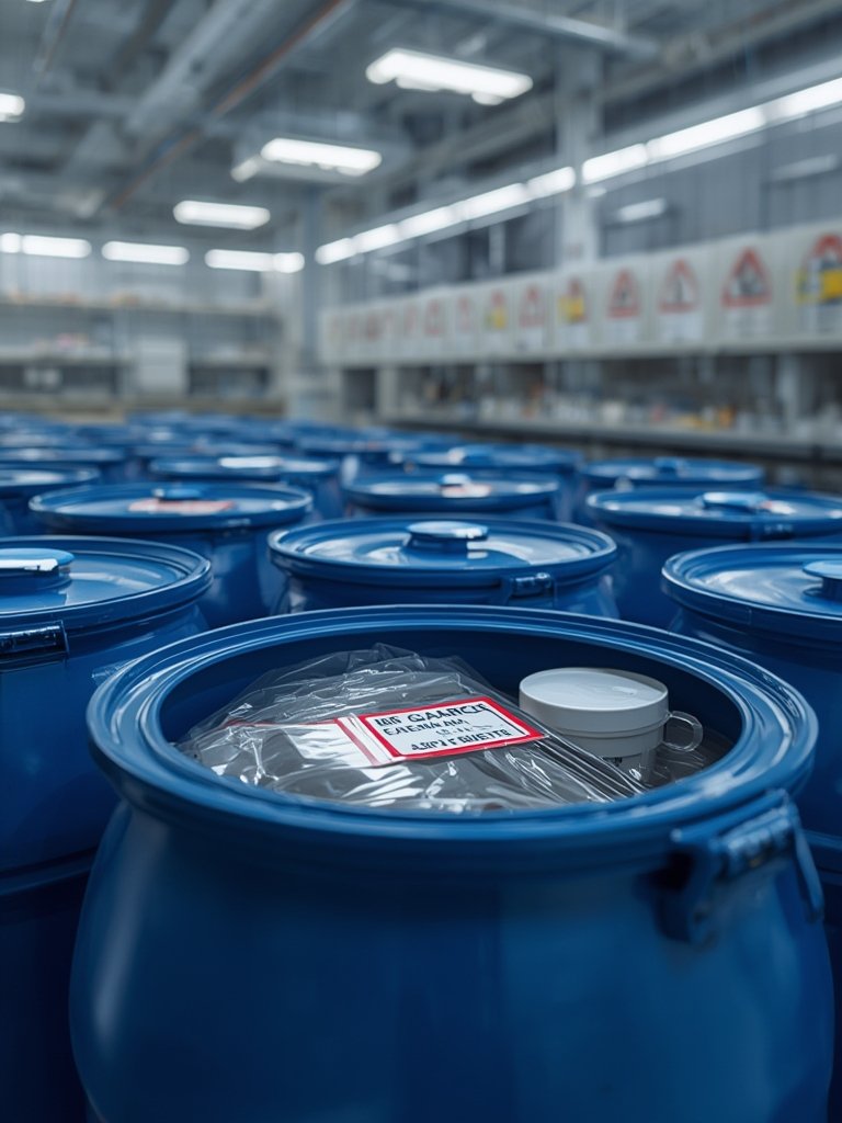 plastic drum in action