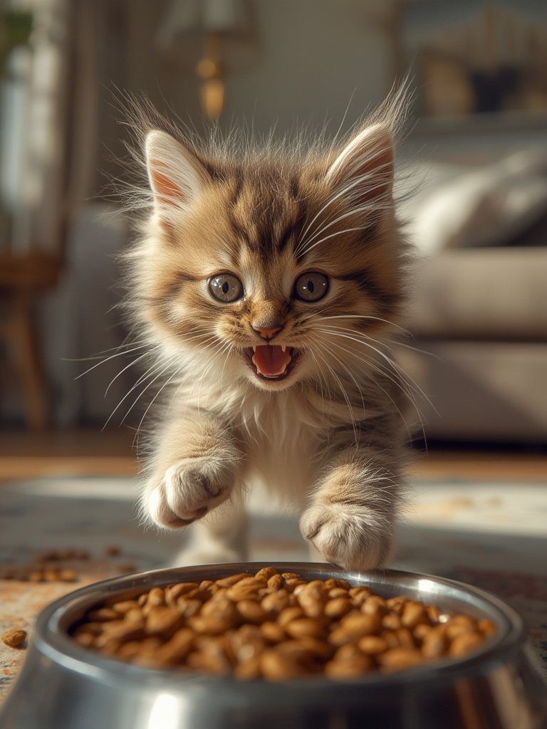 kitten food in action