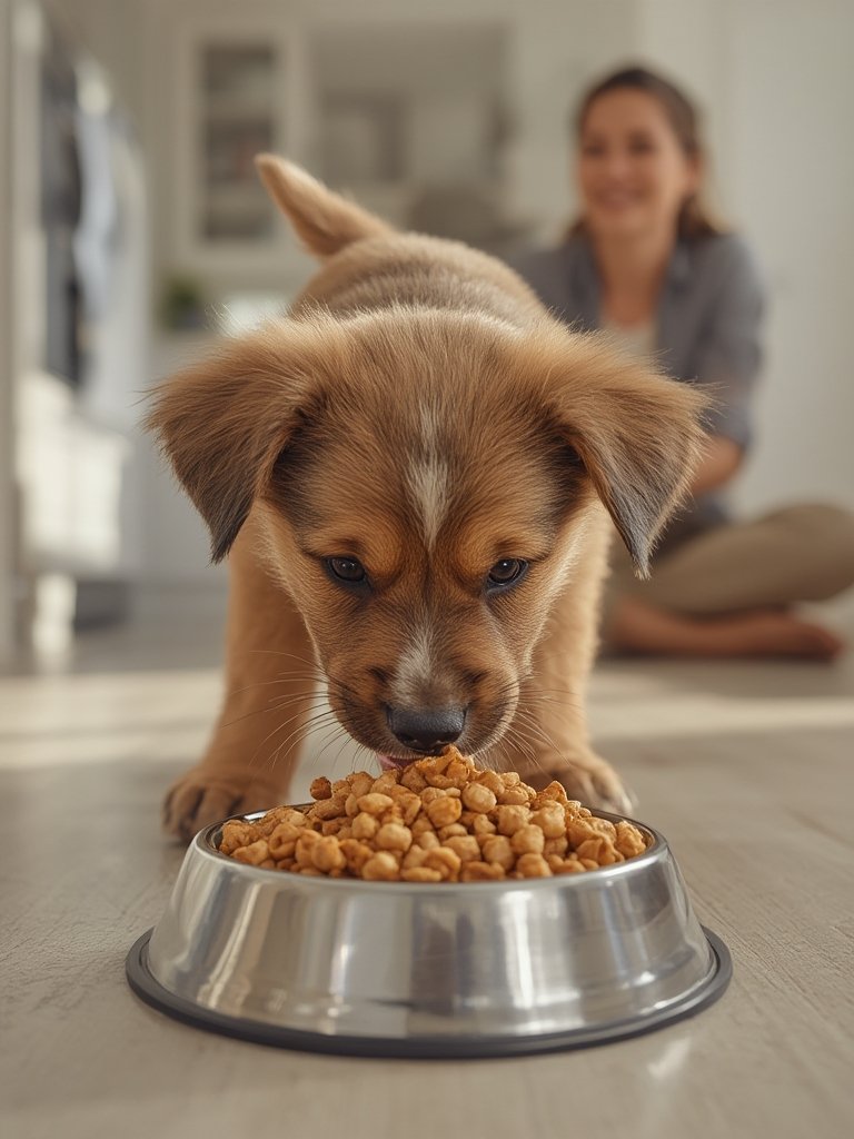 puppy food in action