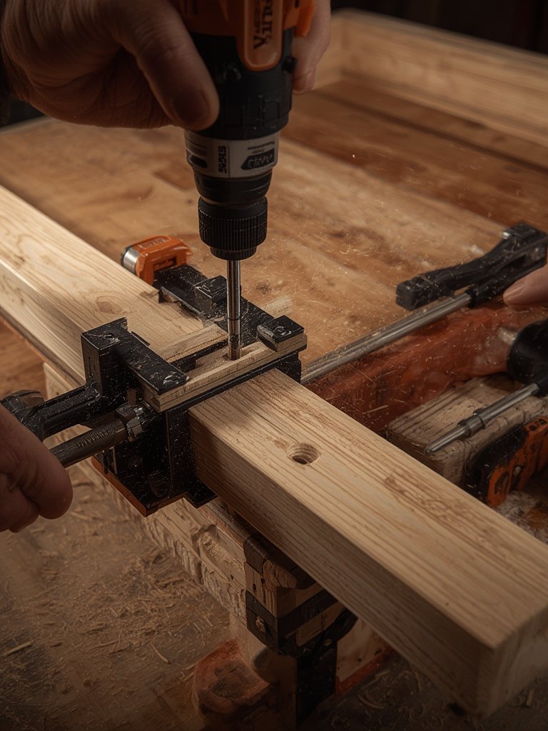 VEVOR Pocket Hole Jig Kit Review: Accurate Joinery for DIY Furniture Without Wobbly Guides or Tear-Out 2 pocket jig in action