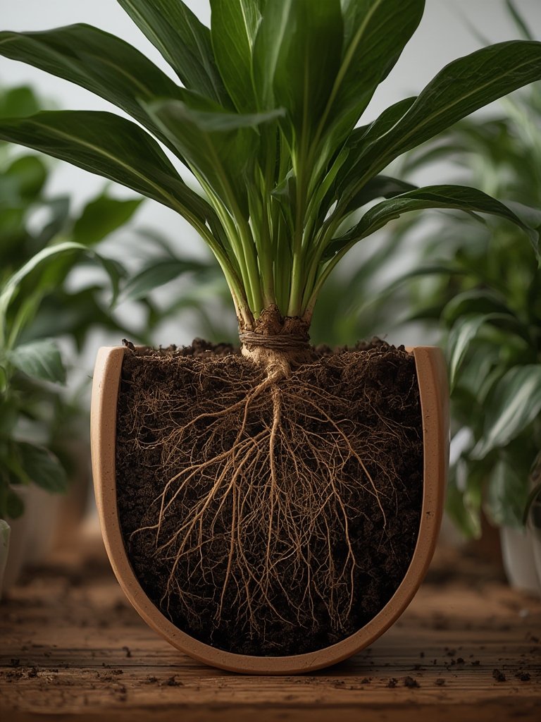 indoor potting in action