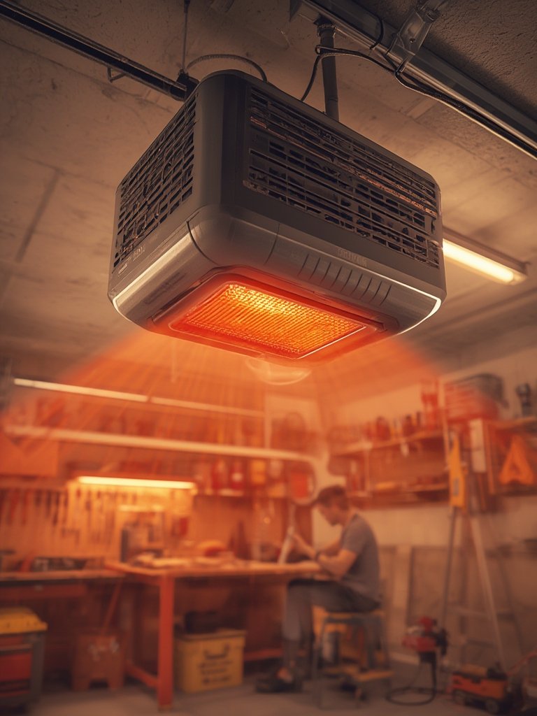 garage heater in action