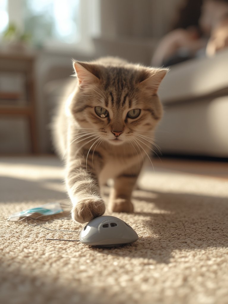 cat toy in action