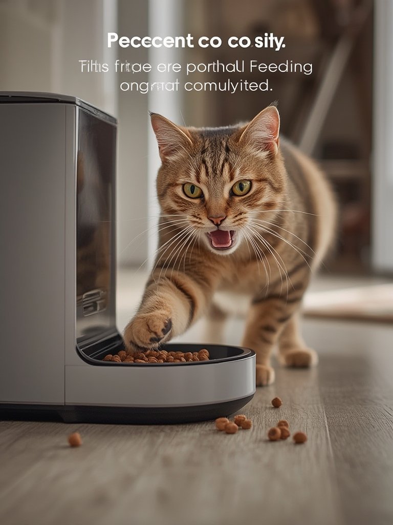 cat feeder in action