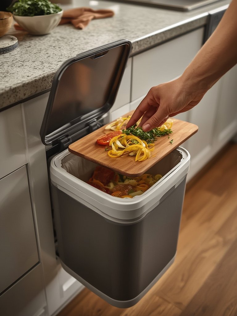 compost caddy in action