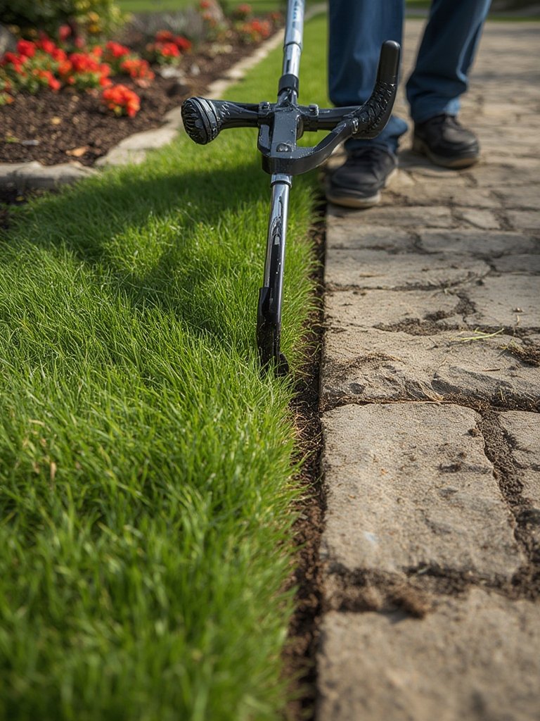 manual edger in action