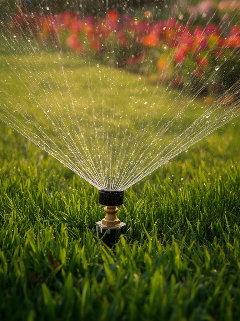 oscillating sprinkler in action