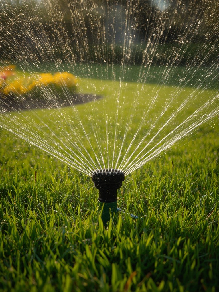 oscillating sprinkler in action