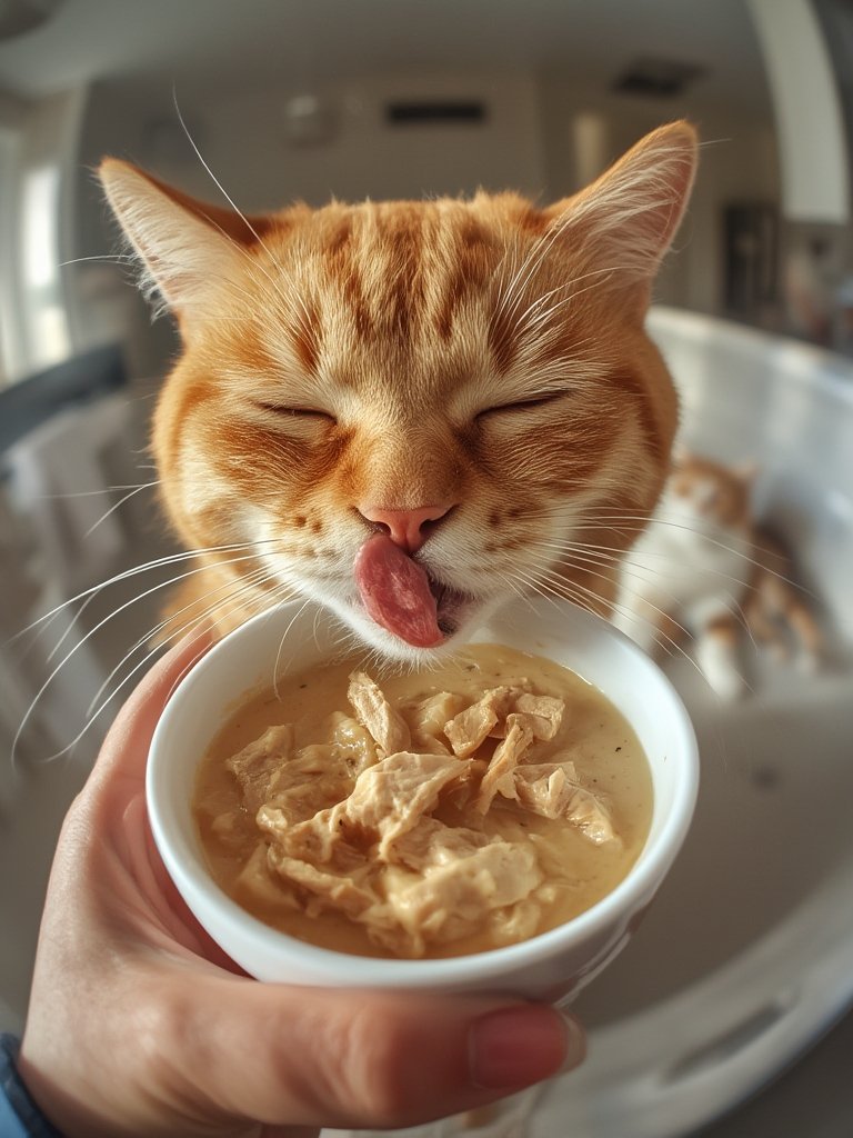 cat treats in action