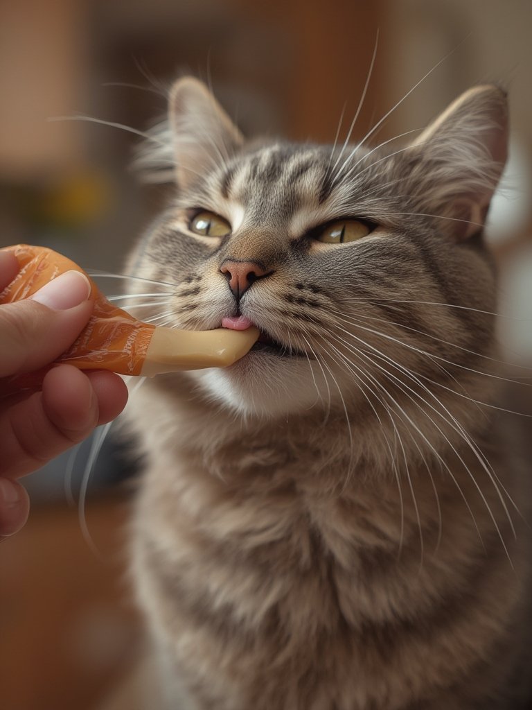 cat treats in action