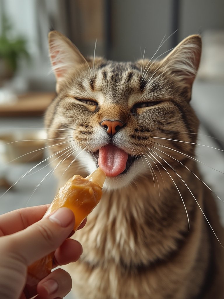 cat treats in action