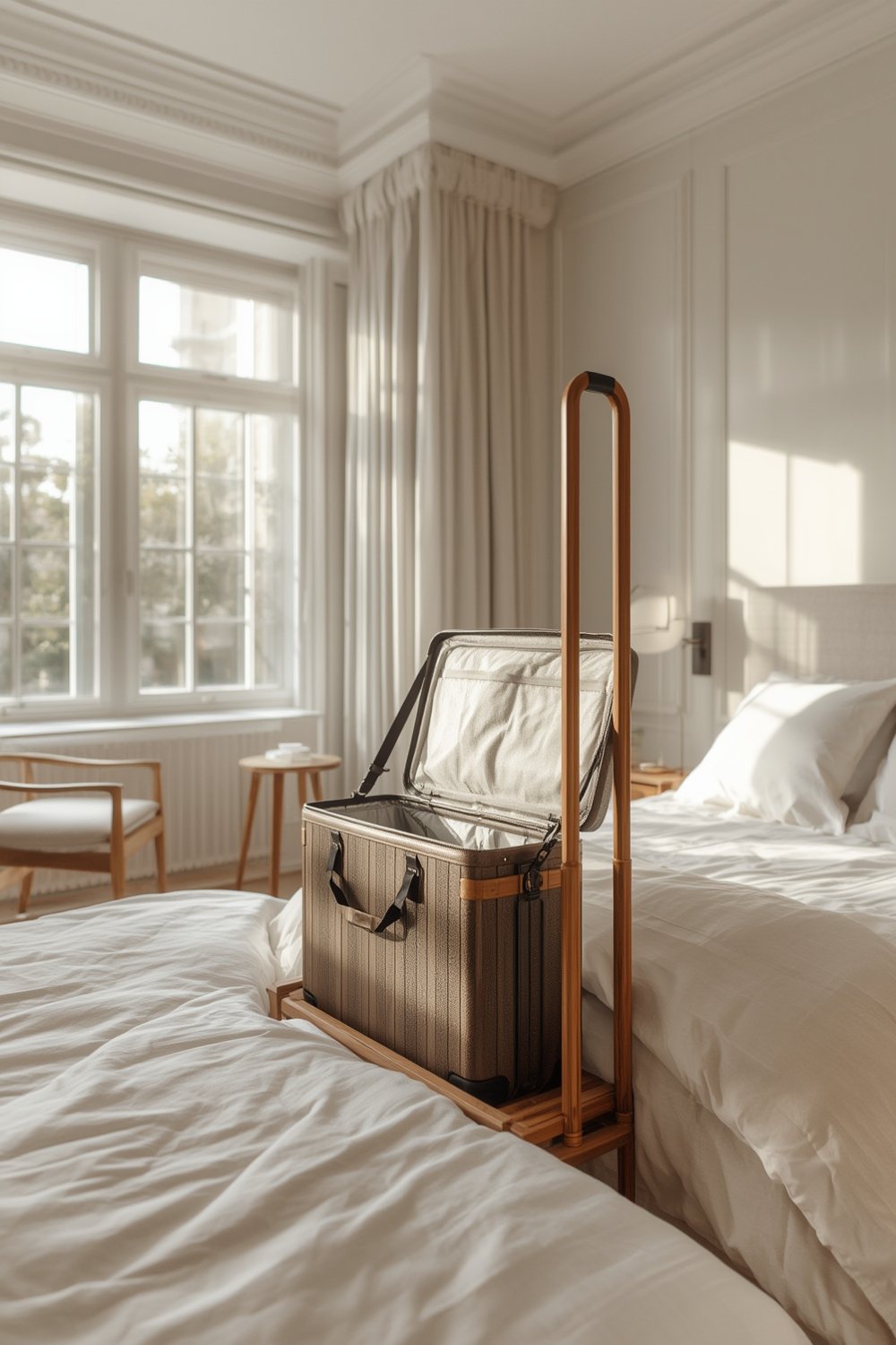 SONGMICS Bamboo Luggage Rack with Shelf Review: Foldable Guest Room Suitcase Stand 1 luggage rack product view