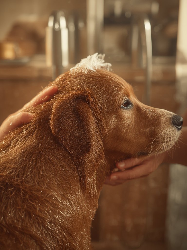 Should You Buy Veterinary Formula Clinical Care Medicated Dog Shampoo for Sensitive Skin? 2 dog shampoo in action