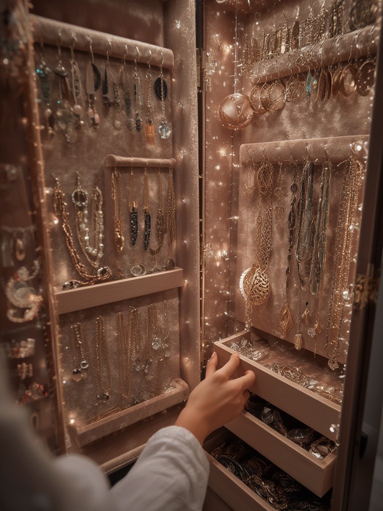 jewelry armoire in action