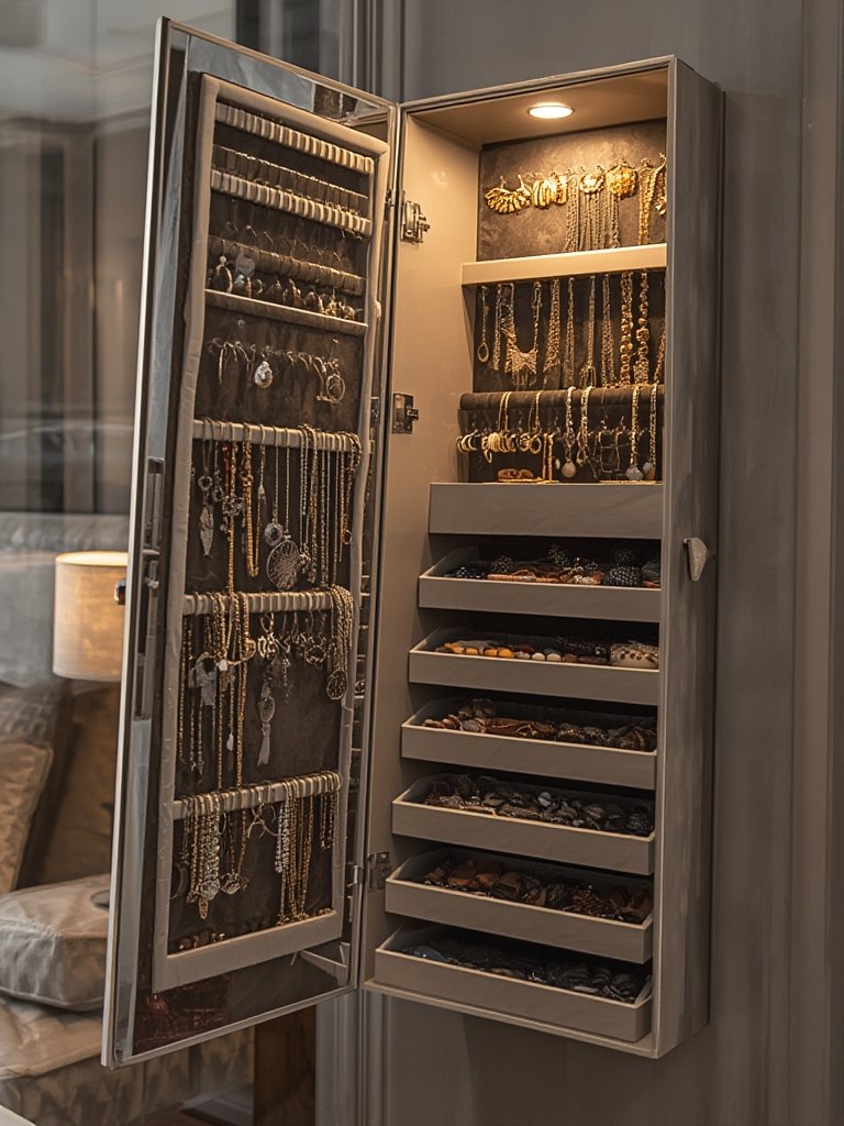 jewelry armoire in action