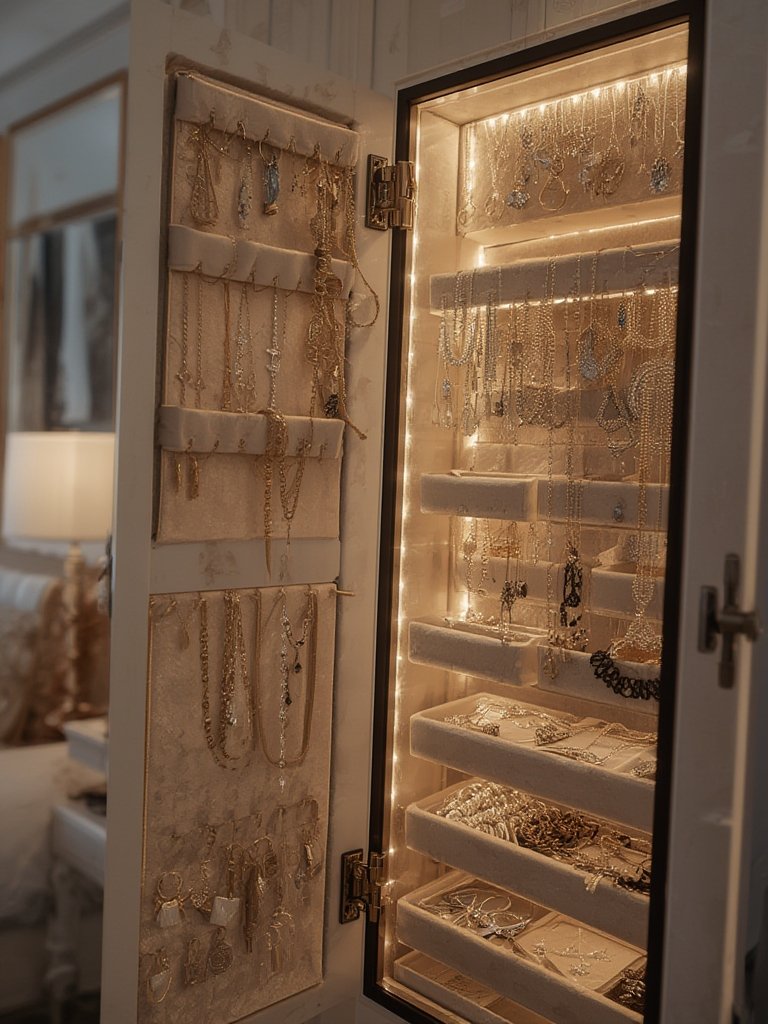Before You Buy the SONGMICS LED Jewelry Cabinet 2 jewelry armoire in action