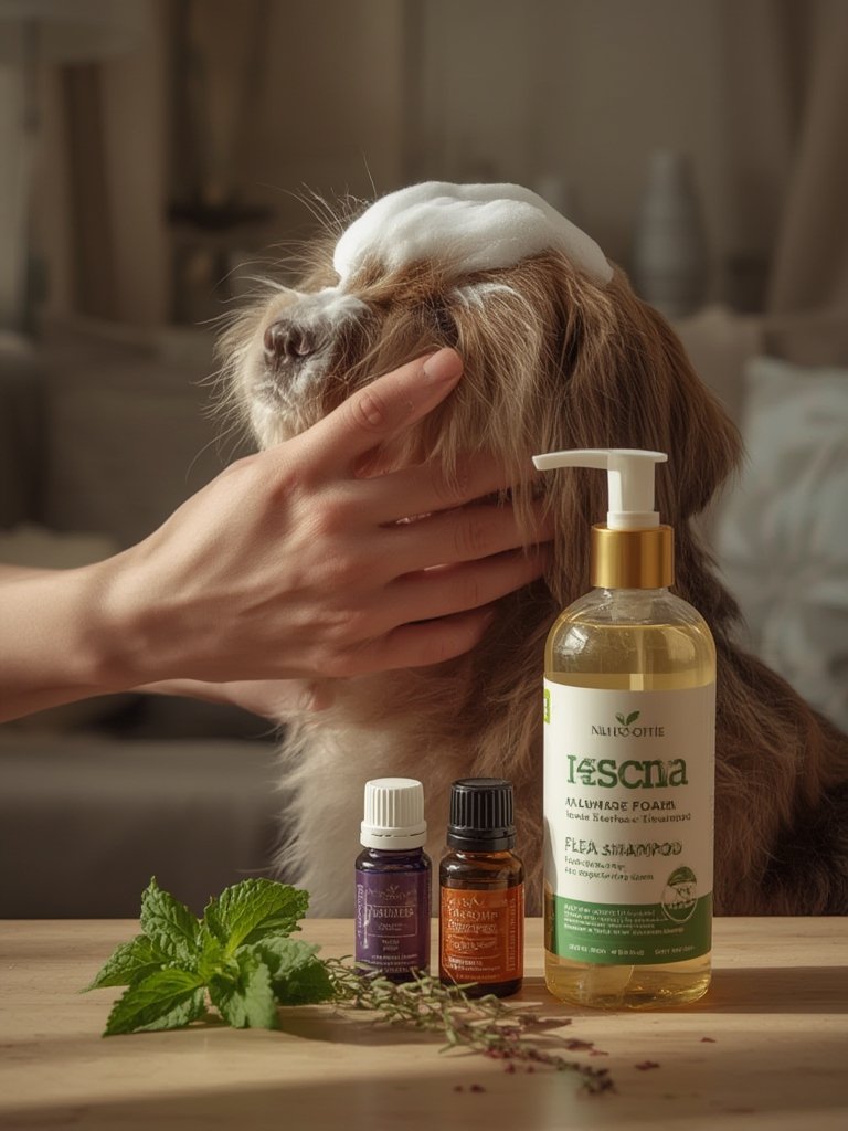 flea shampoo in action