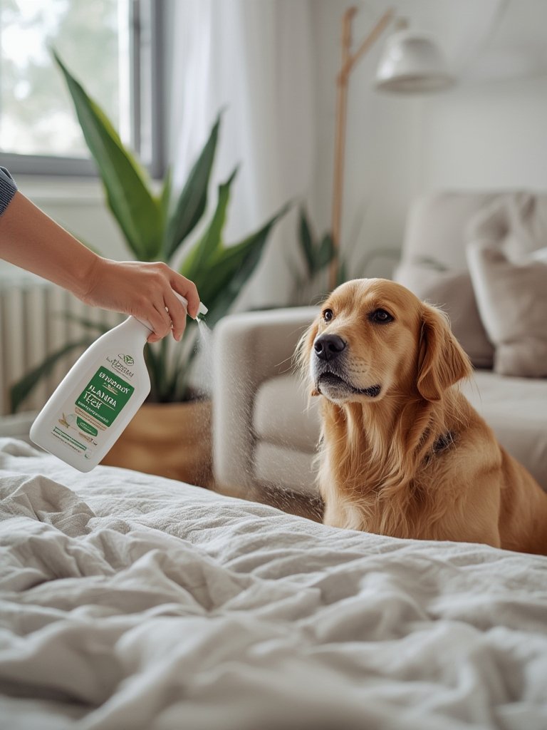 flea spray in action