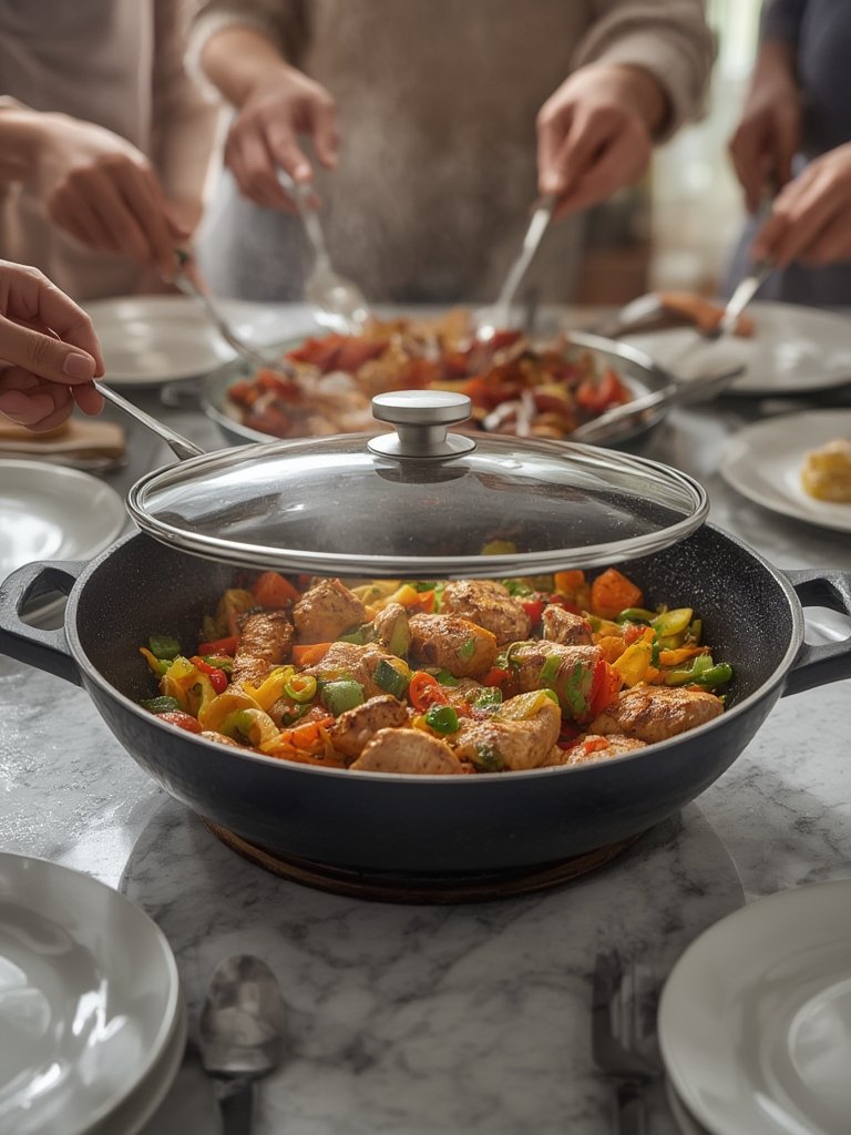 electric skillet in action