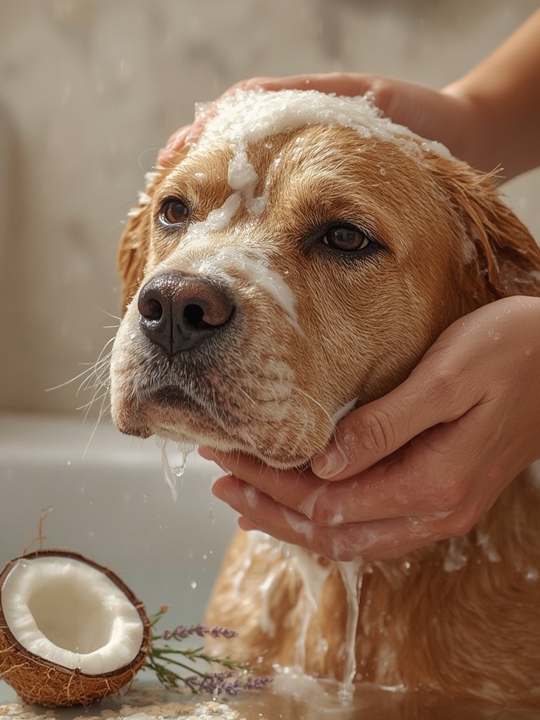 dog shampoo in action