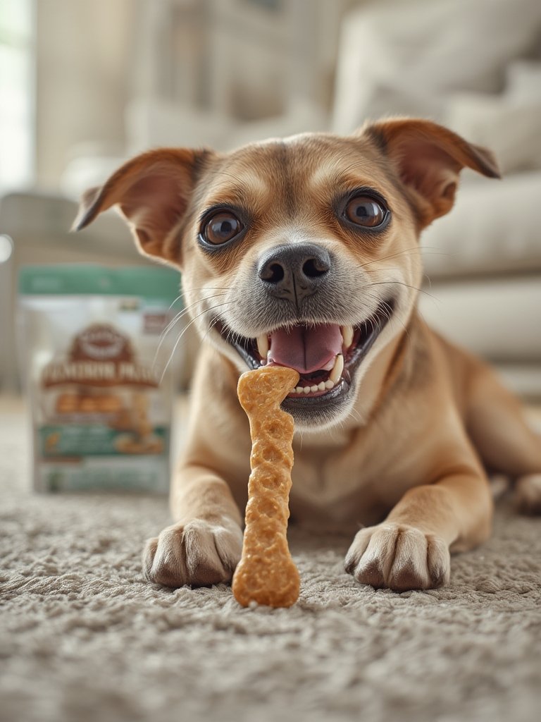 dog treats in action