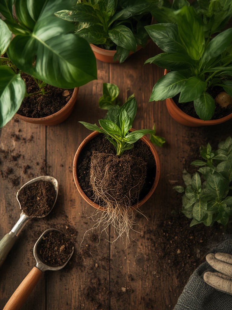 indoor potting in action