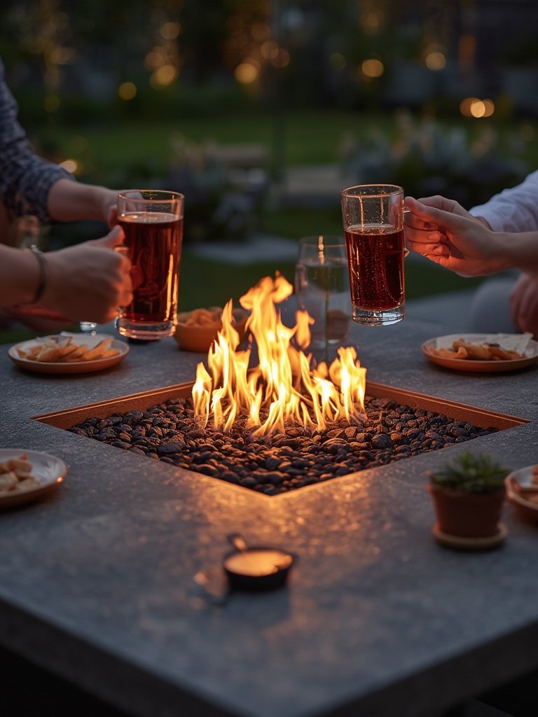 gas firepit in action