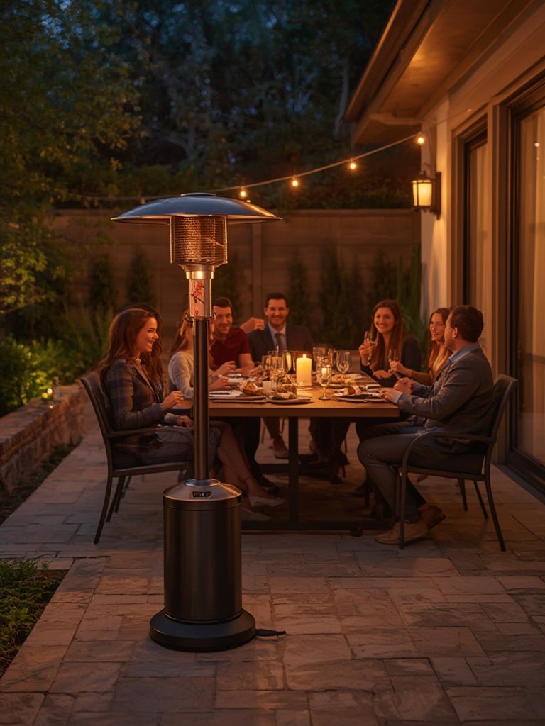 patio heater in action