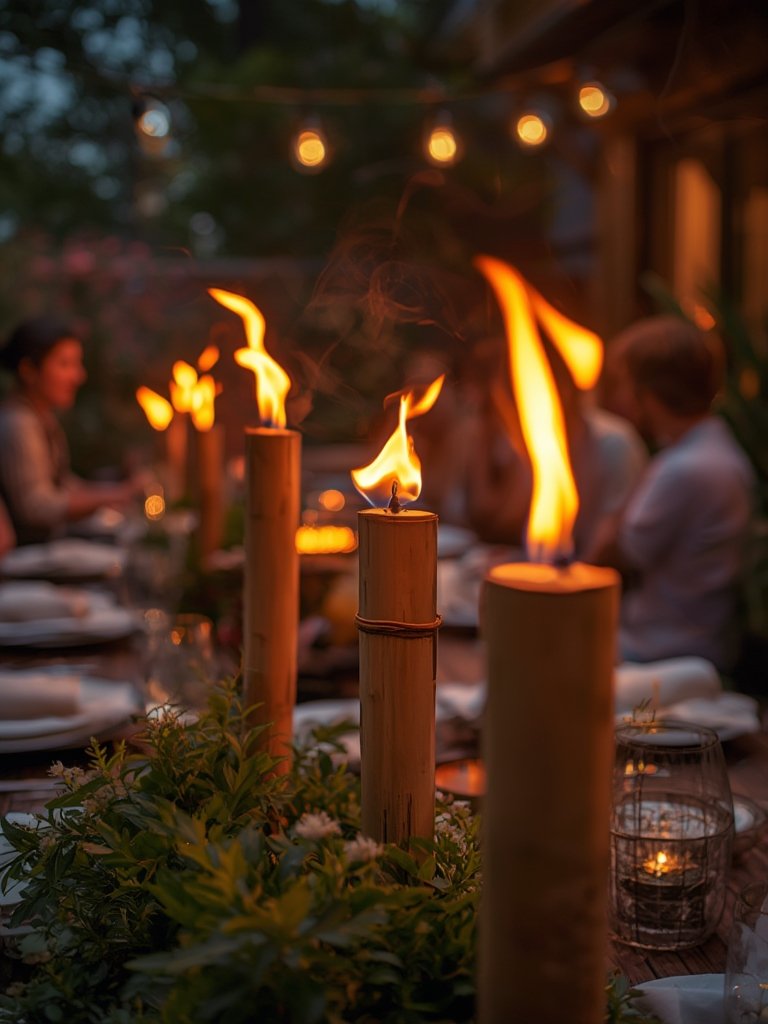 bamboo torches in action