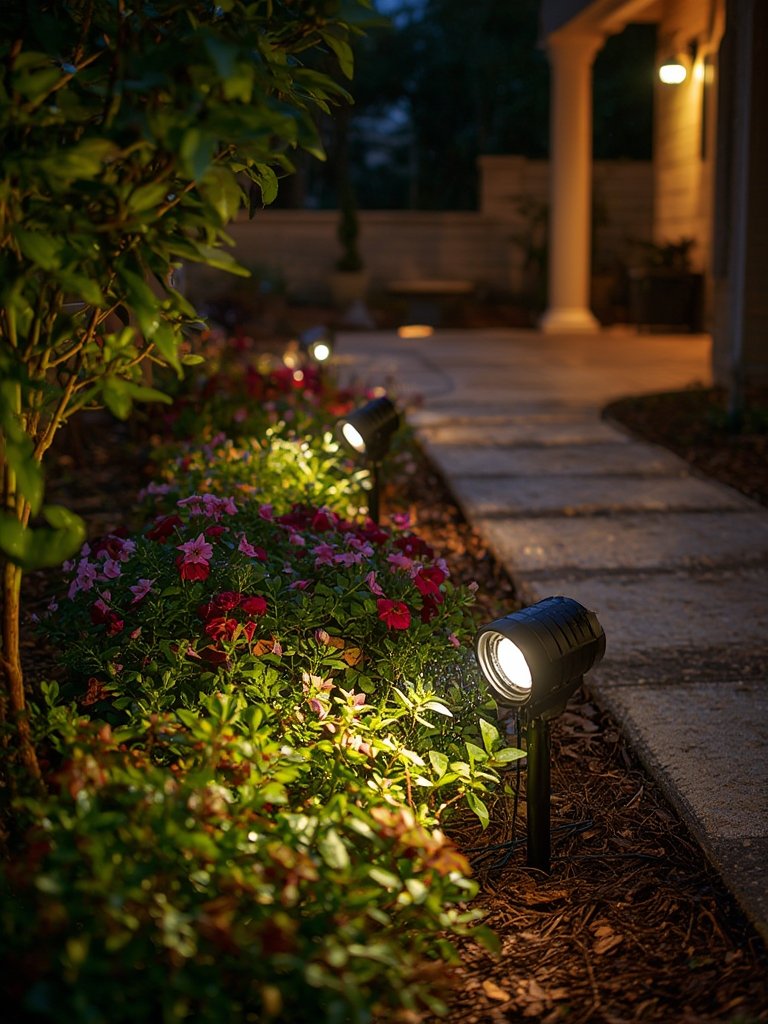 solar spotlights in action