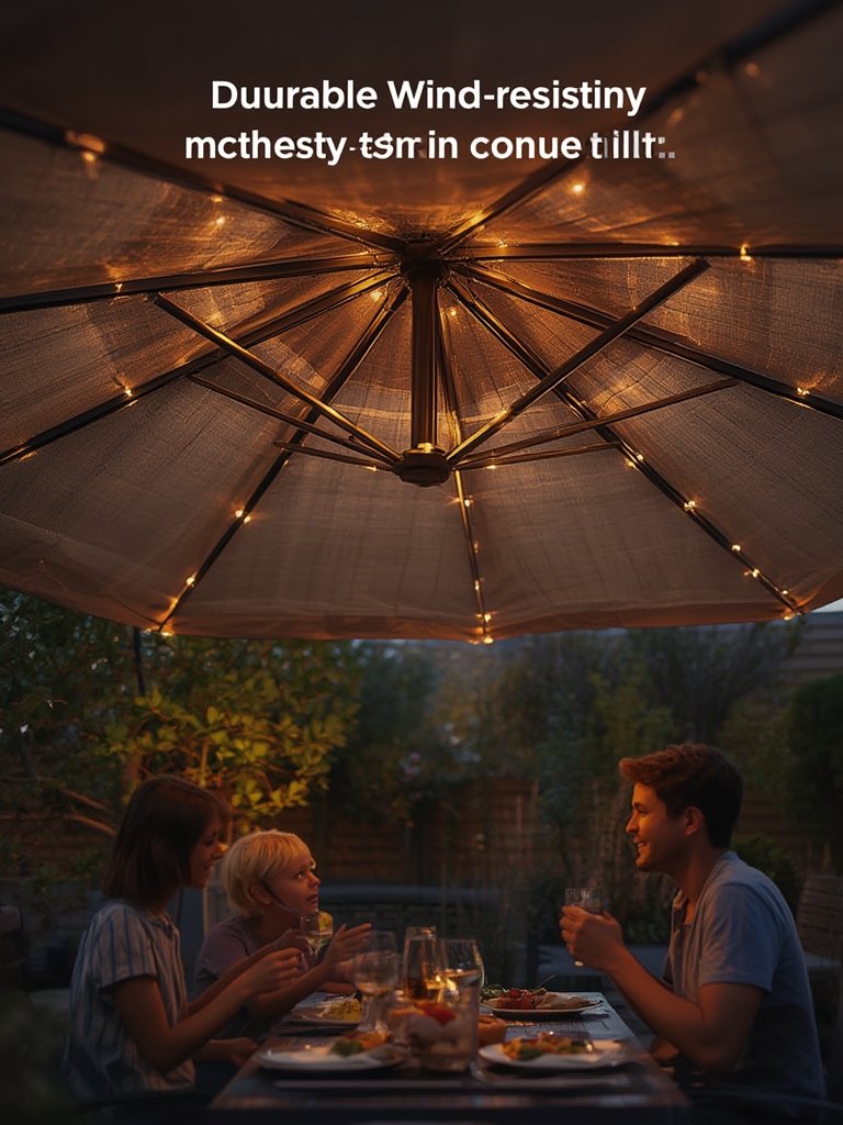 ABCCANOPY 11FT Solar LED Patio Umbrella Worth It for Evening Patio Use? 2 solar umbrella in action