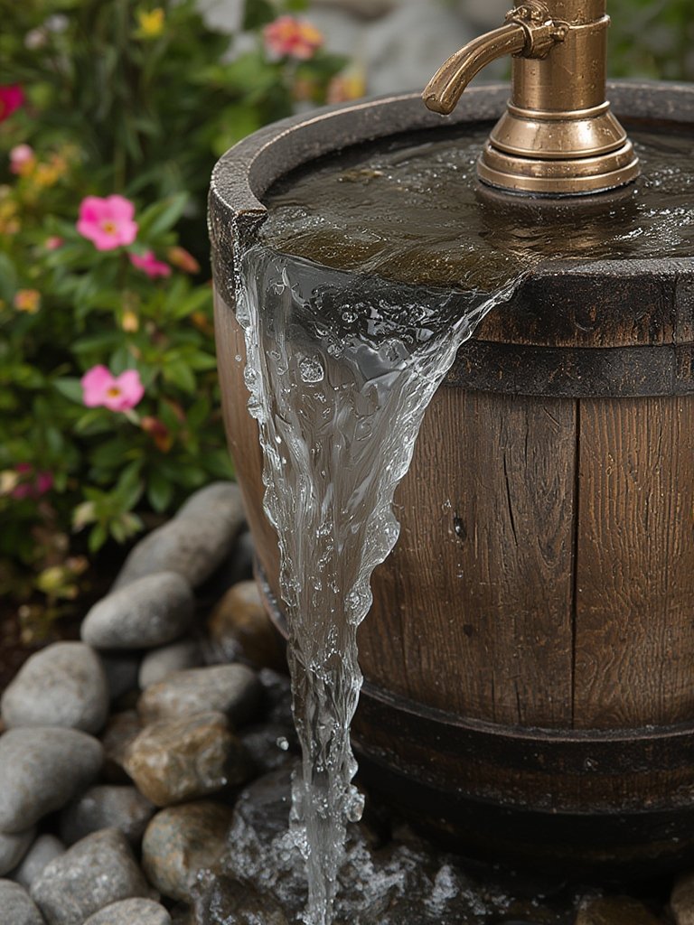 barrel fountain in action