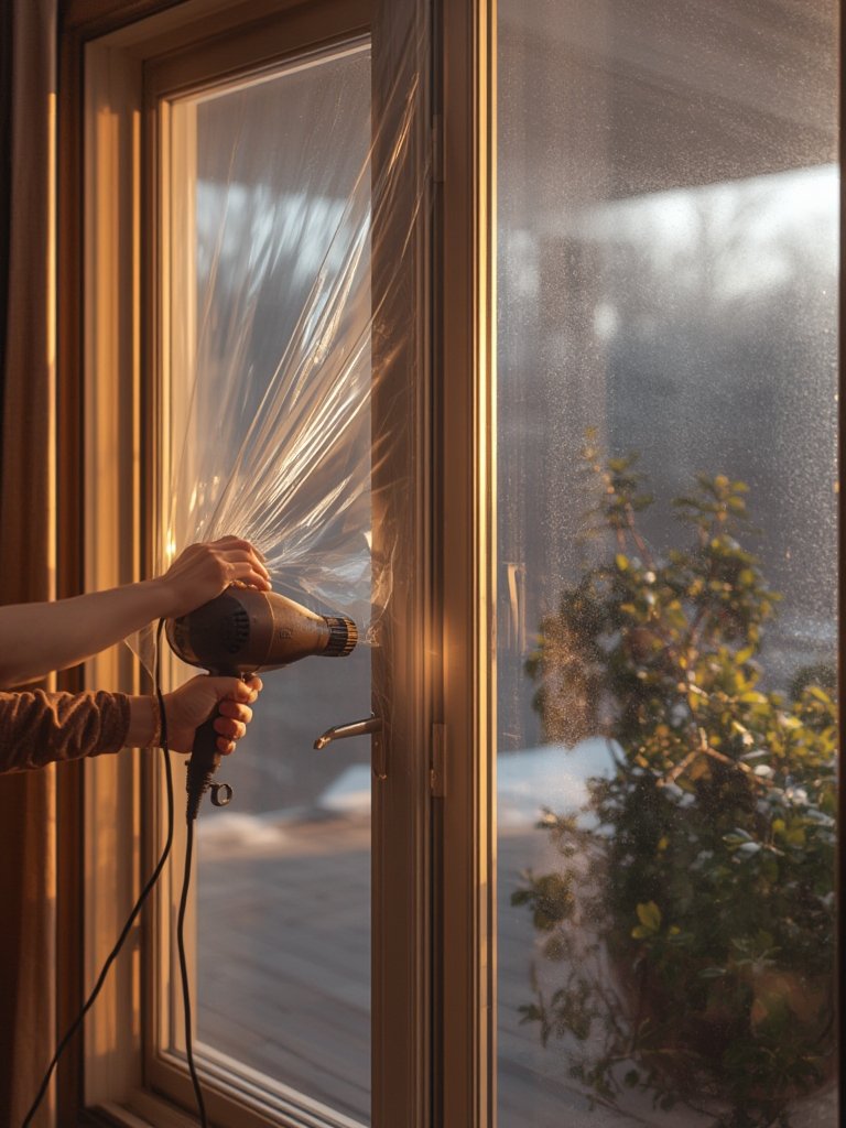 Frost King V73/4T Shrink Film Window Insulation Kit Review (2026): Draft Sealing for 4 Windows 2 window insulation in action